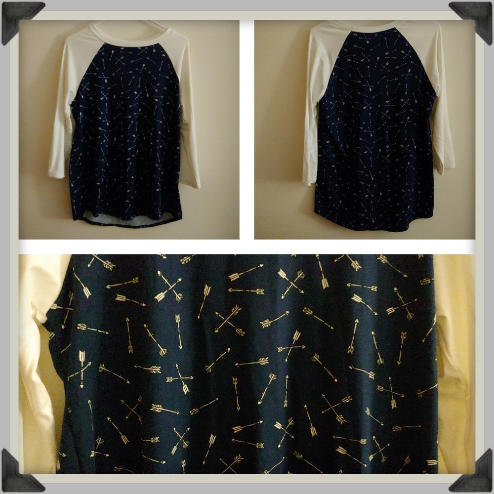 Cute Arrow Print 3/4 Sleeve Baseball Tee